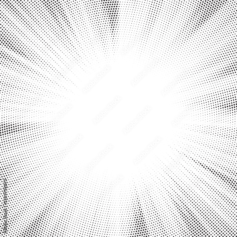 Poster Halftone gradient sun rays pattern. abstract halftone vector dots background. monochrome dots pattern. pop art, comic small dots. star rays halftone poster. shine, explosion. sunrise rays background.