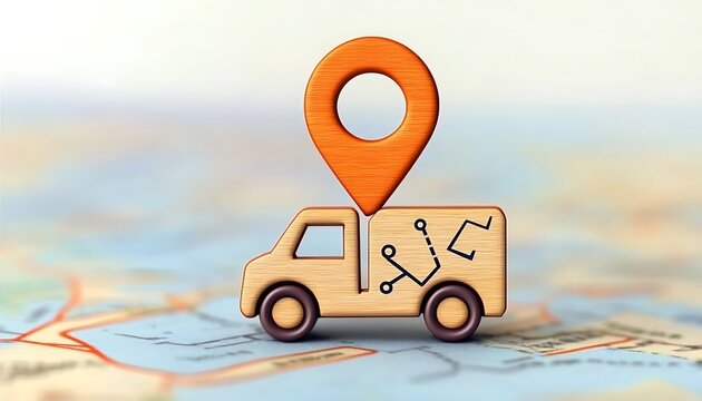 Have move icon, we have moved sign. Isolated vector emblems with map pins, marker dotted lines and truck. Business relocation announcement, office address change, relocate store or shop -