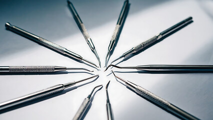 Dental tools on white background