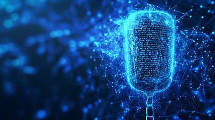 An AI powered real time speech recognition system, converting spoken language into text for transcription services, Communication tech style