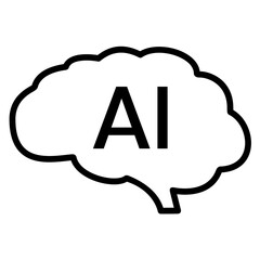 Artificial Intelligence Brain Icon with AI Text Concept and Cloud Shape for Technology