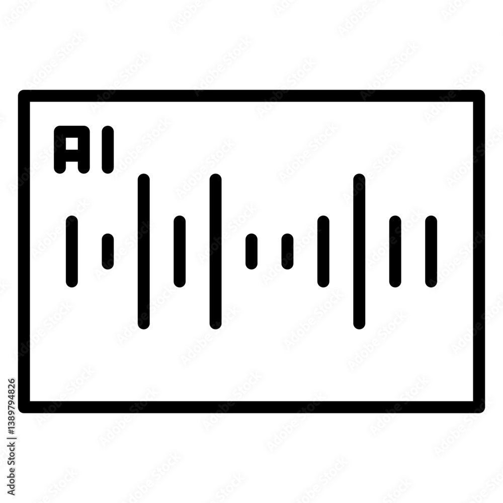 Poster ai audio waveform icon in a rectangle, representing artificial intelligence concepts