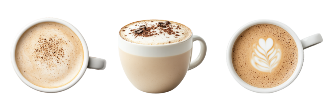 Refreshing layered iced coffee beverage, featuring rich espresso, smooth cream, and indulgent chocolate. Gourmet coffee lovers. PNG transparent.