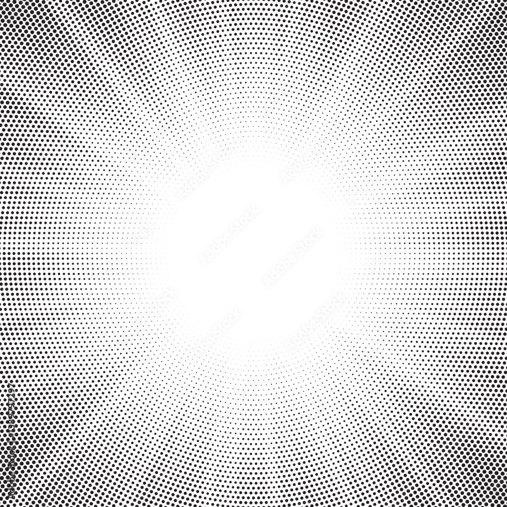 Aufkleber Dotwork noise burst beam background. Black noise stipple dots sunburst pattern. Motion, explosion effect. Abstract dotwork banner with star flash. Radial ray grunge pattern. Abstract sunbeam. 