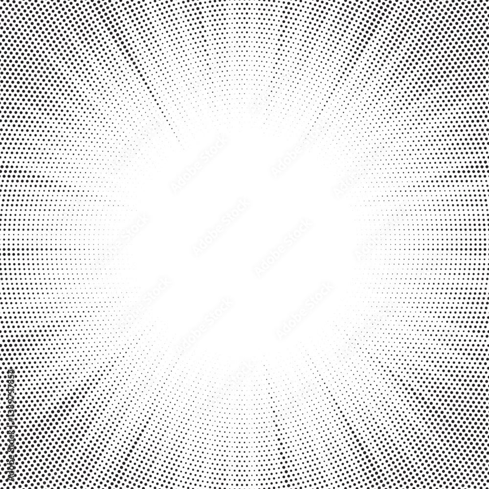 Aufkleber Halftone gradient sun rays pattern. Abstract halftone vector dots background. monochrome dots pattern. Vector background in comic book style with sunburst rays and halftone. Retro pop art design.