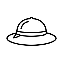 Fototapeta premium Traveler's Hat Icon in Simple Line Art Style 