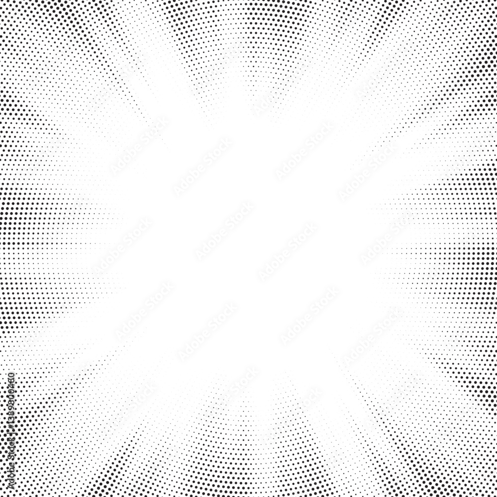 Poster Halftone gradient sun rays pattern. abstract halftone vector dots background. monochrome dots pattern. pop art, comic small dots. star rays halftone poster. shine, explosion. sunrise rays background.