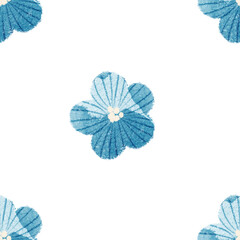 Tiny and cute blue flowers and green watercolor leaves botanical illustration pattern for plant lovers, children room, rustic interiors, cottagecore, bohemian