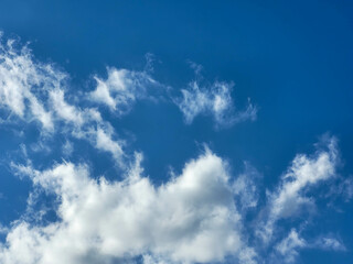 Blue heart-shaped sky among white clouds.