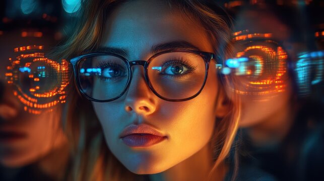 Diverse young adults faces technology connection