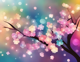 abstract colorful sparkling pattern like Cherry Blossom tree background