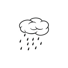 Rainy Cloud Outline Doodle Illustration