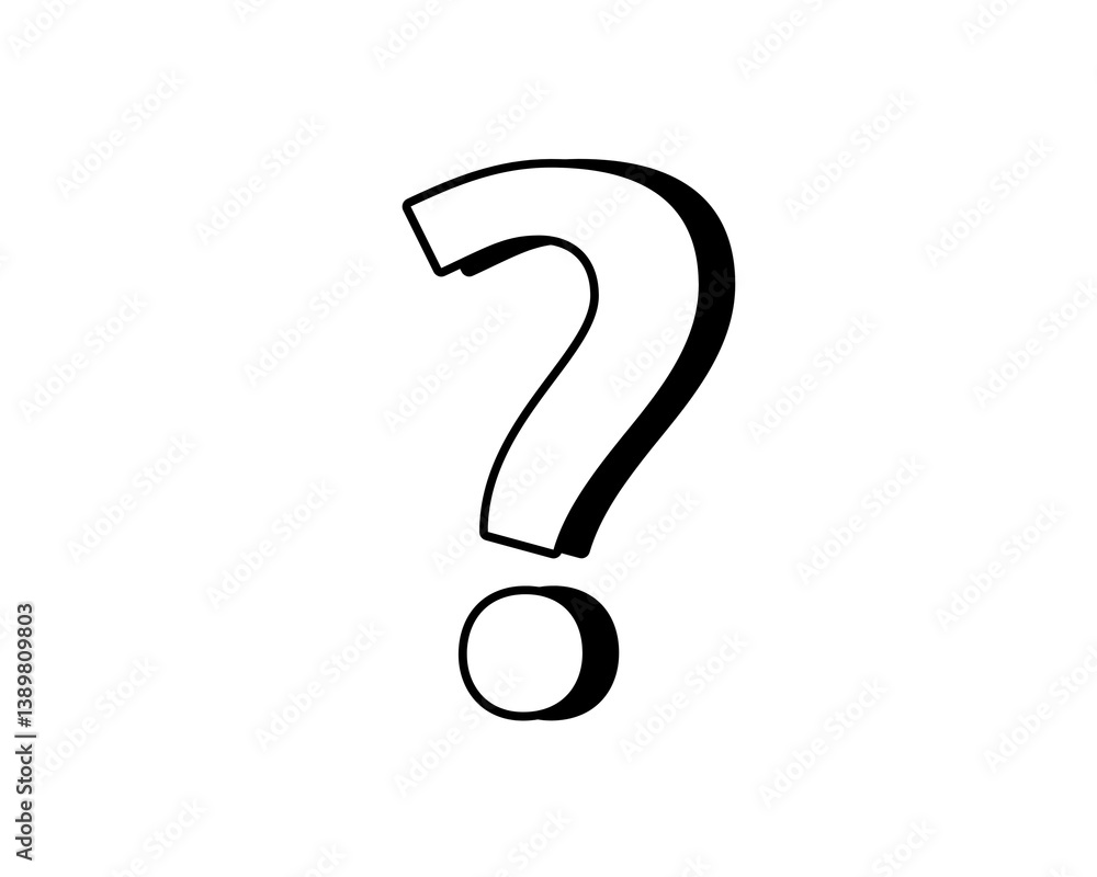 Poster question mark sign symbol on transparent background white color 3d for design elements