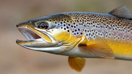 Close-up of a vibrant brown trout showcasing its detailed features