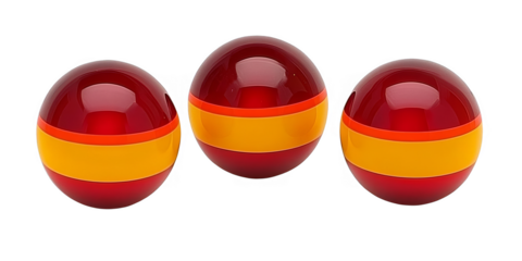Abstract 3D Render Illustration Of Red Spheres With Yellow Band Isolated
