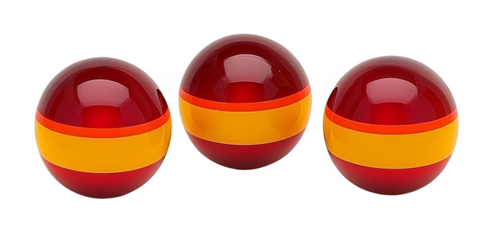 Abstract 3D Render Illustration Of Red Spheres With Yellow Band Isolated