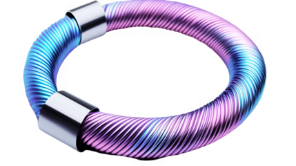 Abstract 3D Render Of Metallic Bracelet Loop With Blue And Purple Color