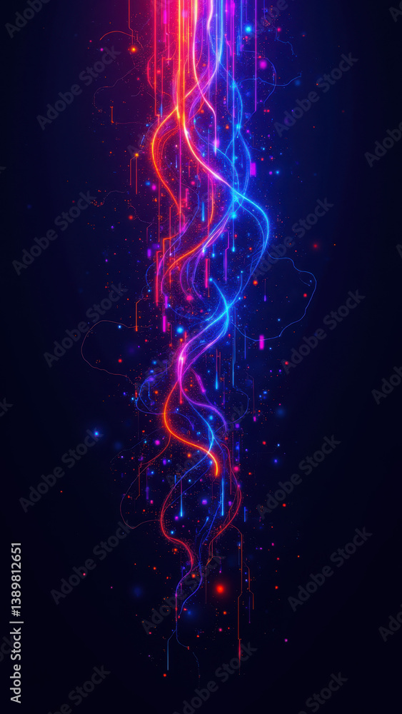Poster a colorful abstract cybernetic network with a futuristic theme.