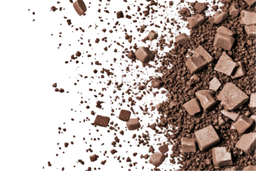 Abstract 3D Brown Cube Debris Floating Isolated Transparent Background Illustration