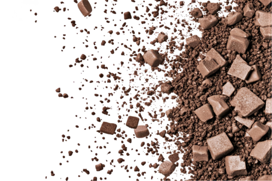 Abstract 3D Brown Cube Debris Floating Isolated Transparent Background Illustration