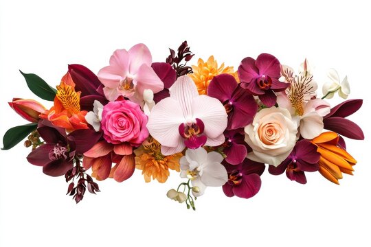 Vibrant orchids roses lilies in rich jewel tones a stunning floral arrangement