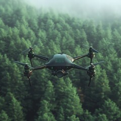 Fototapeta premium image of an AIpowered environmental monitoring drone isolated on a minimalistic background 