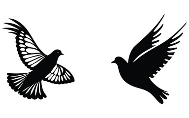 Bundle black Bird  line art and illustrator eps 10
