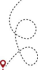 Location routes icon. Route vector between two points with dotted path and location pin. Location pointer continuous one line drawing. GPS navigation line route mark isolated on transparent back.