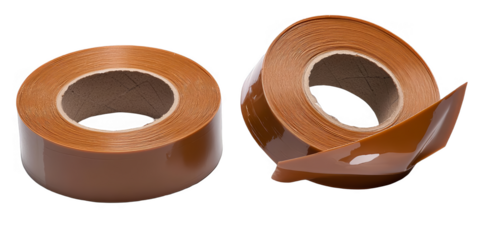 3D Illustration of Brown Tape Rolls Isolated on Transparent Background