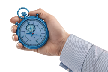 3d hand holding a blue-colored timepiece or stopwatch png