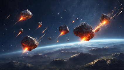 Fototapeta premium Dynamic Flying Meteors Creating a Celestial Spectacle