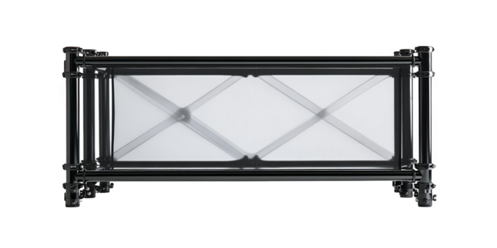 3D Isolated Black Metal Frame With White Geometric Background Design