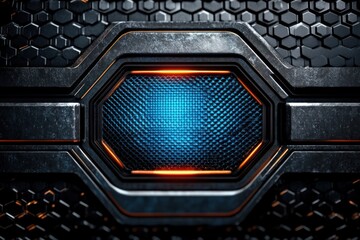 Futuristic Industrial Design with Blue Carbon Fiber and Metallic Textures