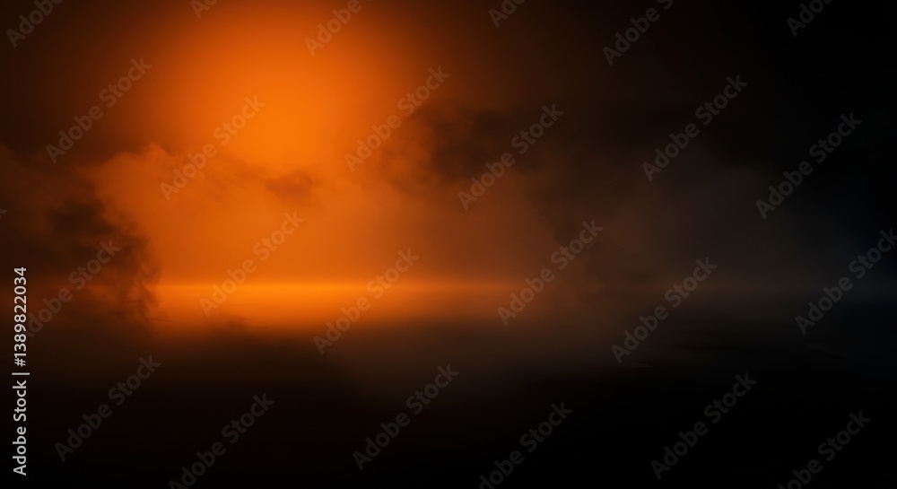 Poster abstract orange light with dark background showing a hazy and blurred landscape scene view