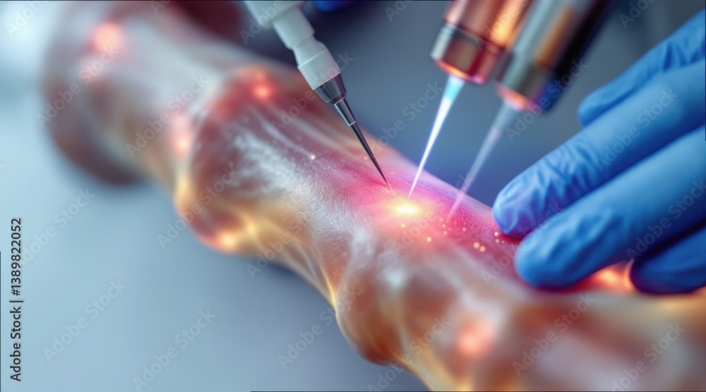 Poster close-up view of artificial tendon under tension demonstrating precision