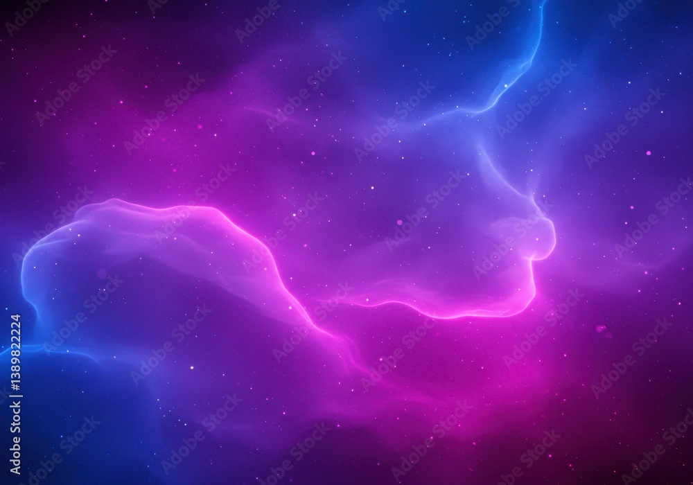 Poster Nebula clouds in space with pink and blue hues and scattered stars creating a cosmic backdrop view
