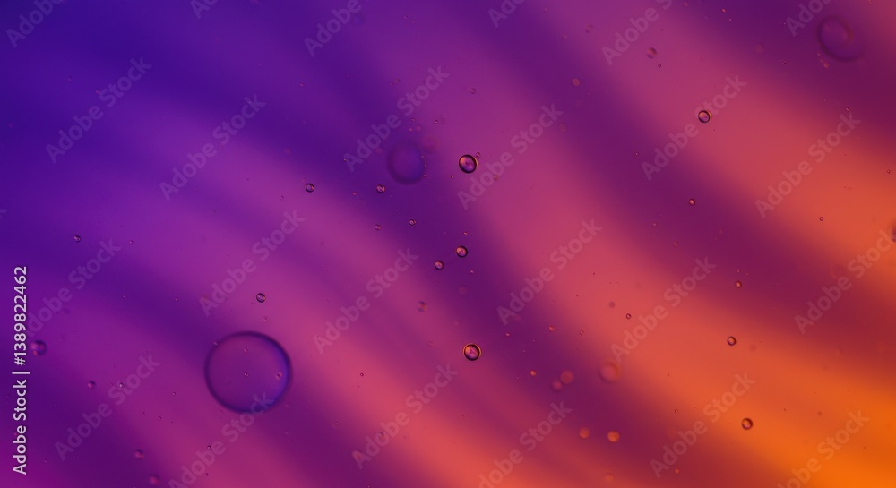Poster abstract background with purple and orange gradient and small bubbles scattered throughout image