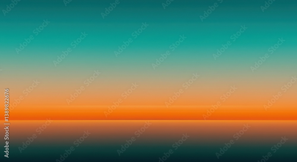 Poster abstract image showing a gradient of teal to orange with a dark line across the center horizon