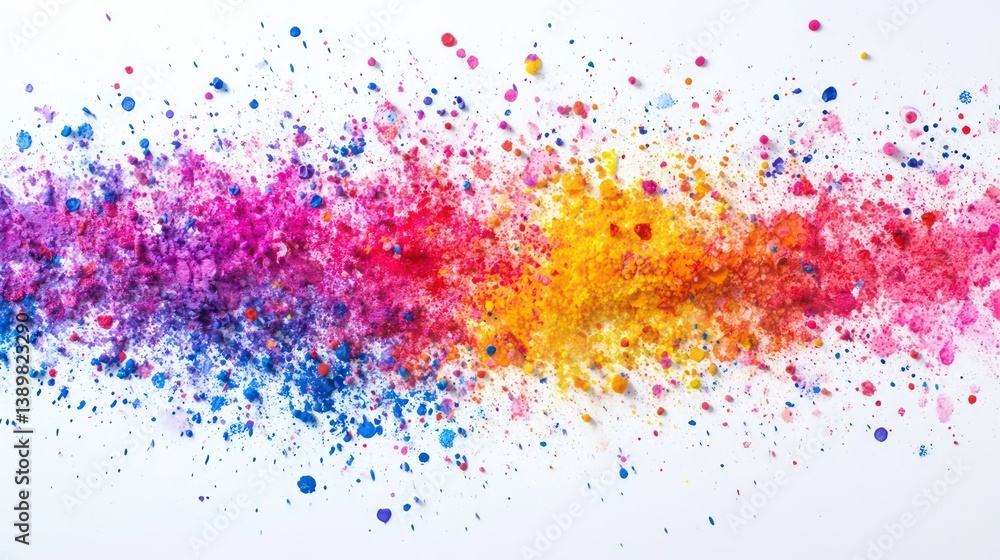Aufkleber colorful paint splatters create vibrant pattern on white background. vivid hues form abstract design