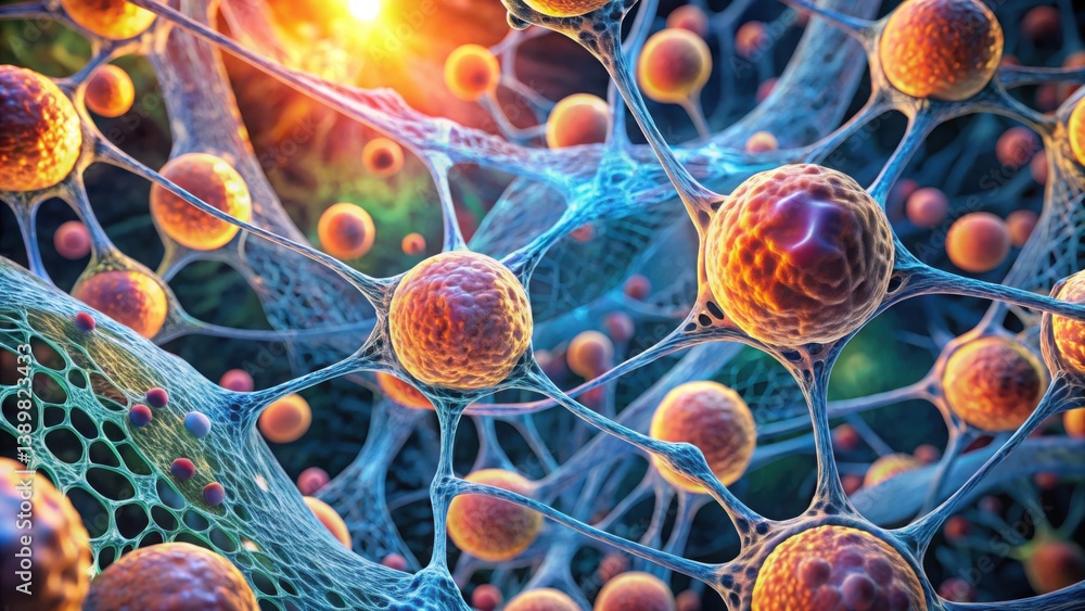 Poster detailed scaffold cell adhesion in biotechnology applications