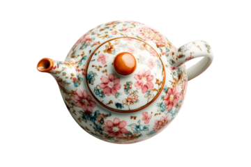 Elegant floral teapot perfect for afternoon tea boasts a charming design with intricate details and