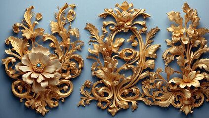 Exquisite Golden Baroque Floral Ornaments for Elegant Decor