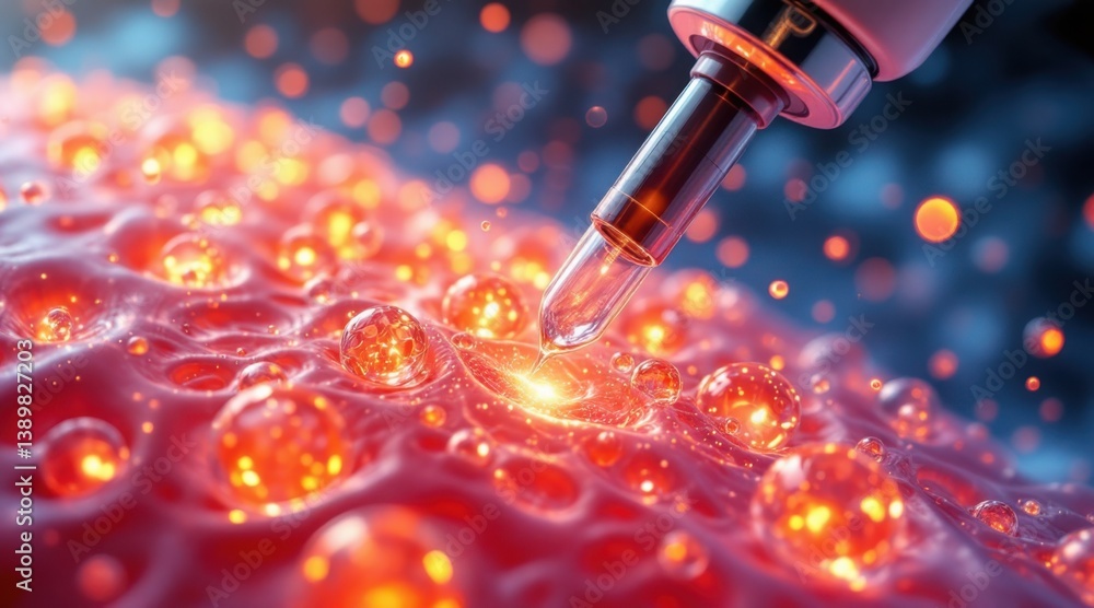 Aufkleber pipette placing regenerative agents in bioactive solutions