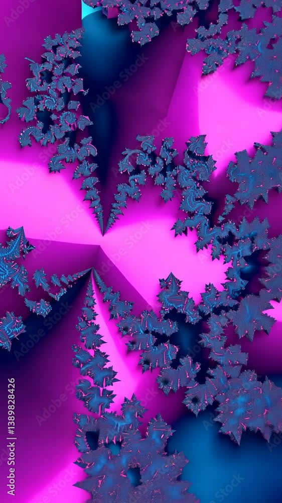 Poster colorful abstract fractal design showcasing intricate patterns with pink and blue hues