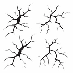 Broken Surface Cracks Vector Art set.