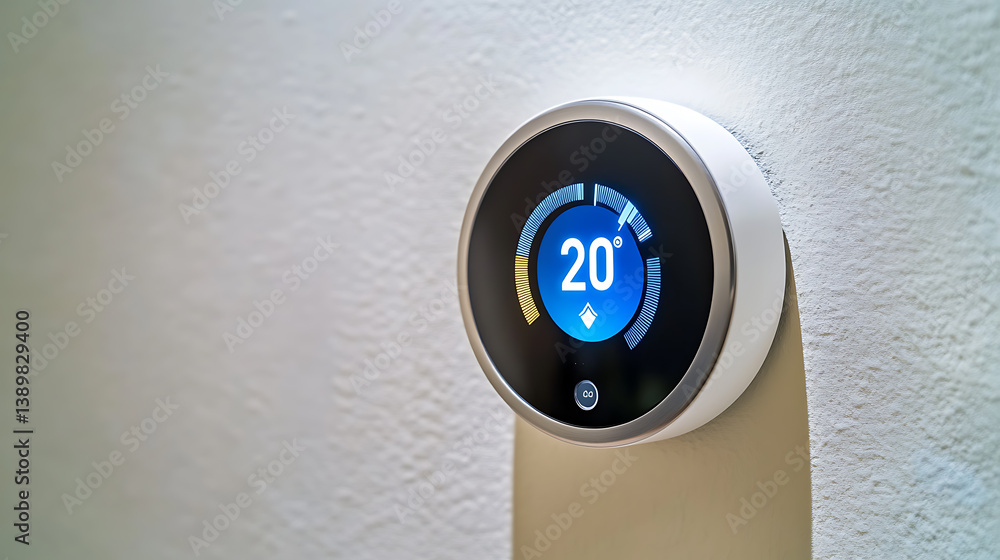 Wall mural an ai powered smart thermostat, automatically adjusting temperature settings for energy efficiency i