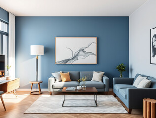 modern apartment interior blue color
