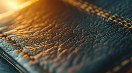 Close-up view of dark leather strap