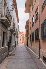 Zamora Spain old town narrow street with houses and buildings