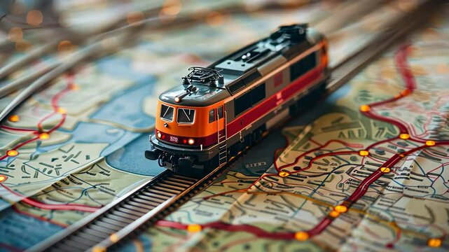 toy train on map travel concept